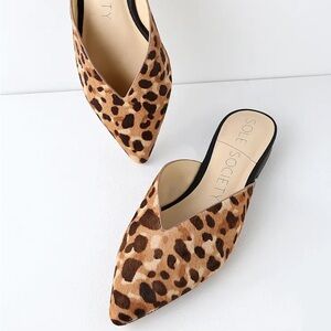 Sole Society Tan Leopard Print Mules rosemond pointed toe